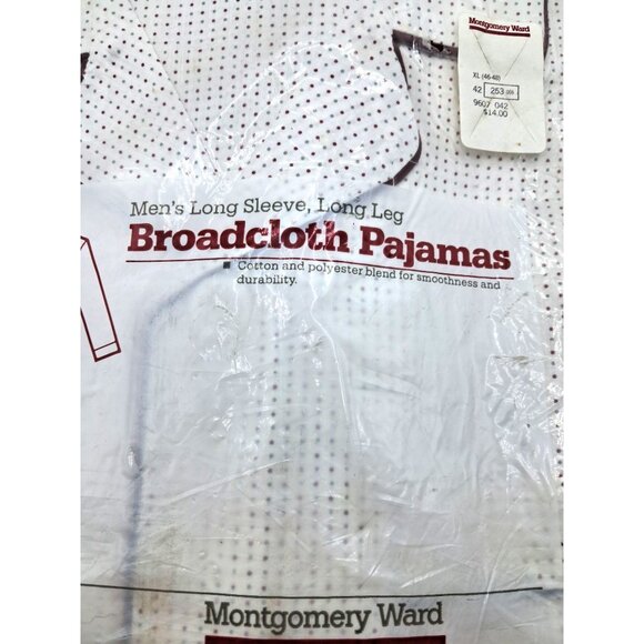 Vintage Mens Pajamas Montgomery Ward Size XL Pjs Lounge Wear Broadcloth Polka Do - Picture 3 of 8